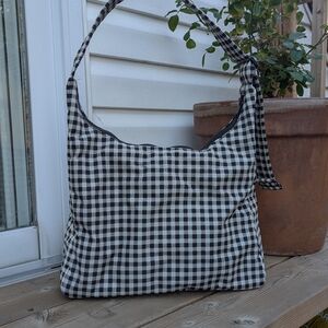 Baggu Nylon Shoulder Bag | Gingham, Recycled Materials | Fits 13–14" Laptop